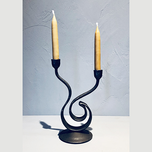 Forged Iron Swirl ~ Double Candle Holder Dina Varano 